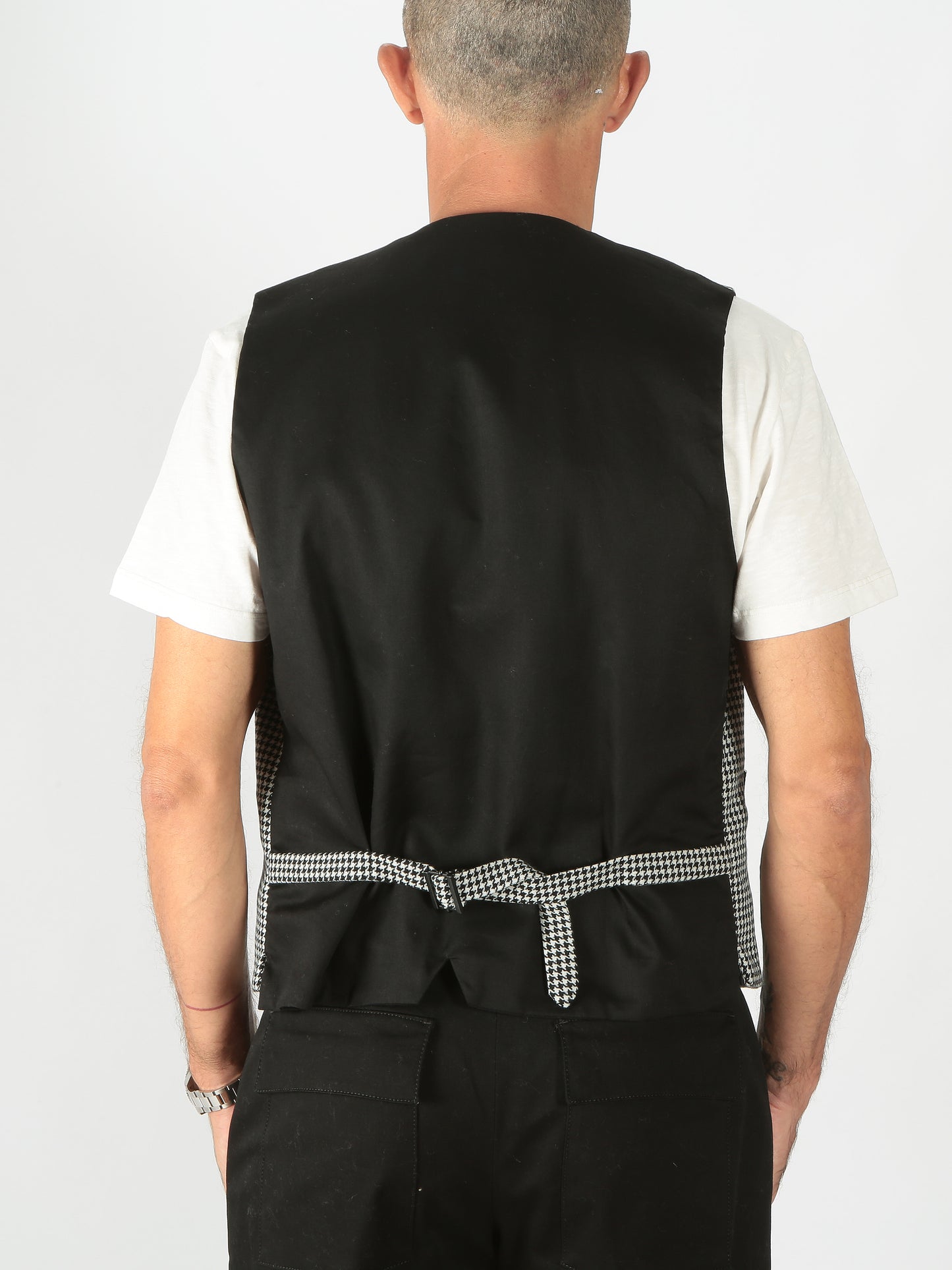 Officina 36 Gilet pied de poule bianco/nero 152