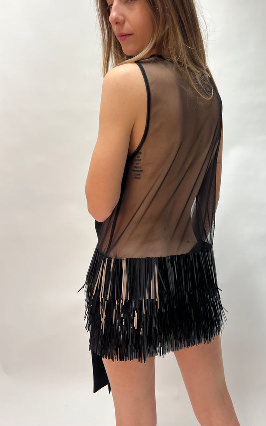 L. Conti Top con paillettes a frangia L4WW58