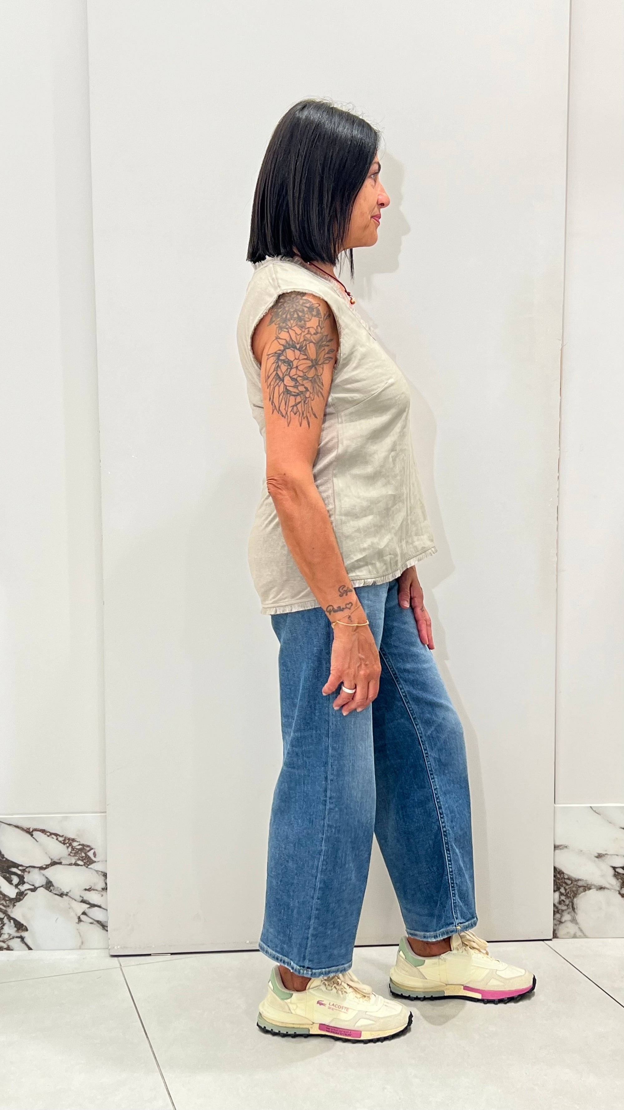 Maida Mila Top in lino con catenella 261M1418