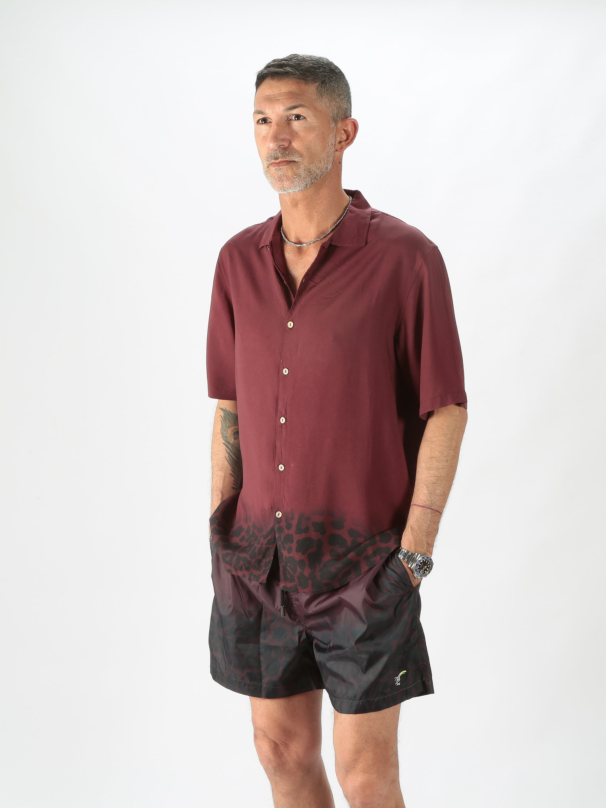 Tooco Camicia oversize in viscosa Toco665 Jaguar Wine Degrade - Gulie Atelier