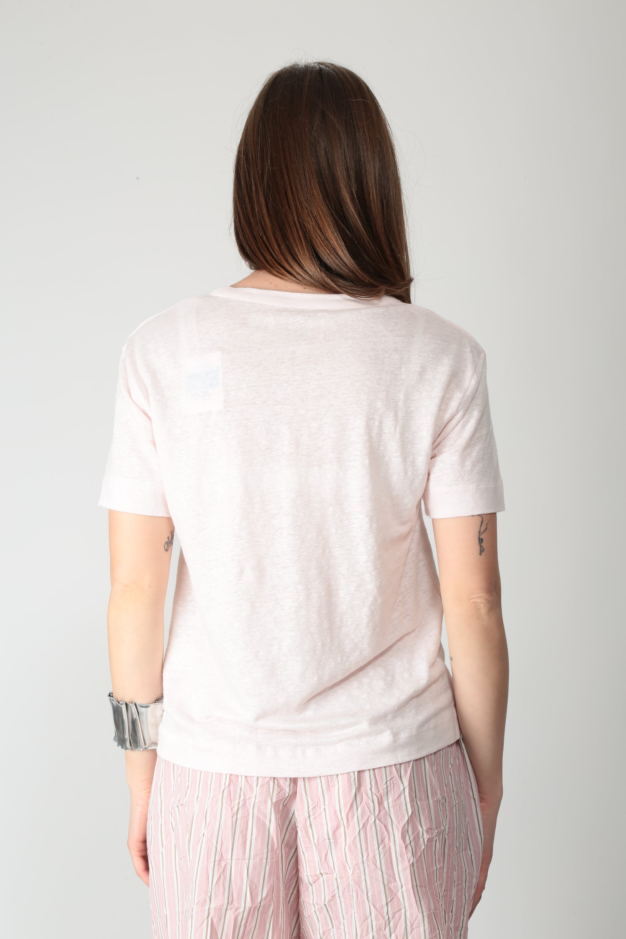 Majestic T-shirt in lino scollo a V M011-MTS963 - Gulie Atelier