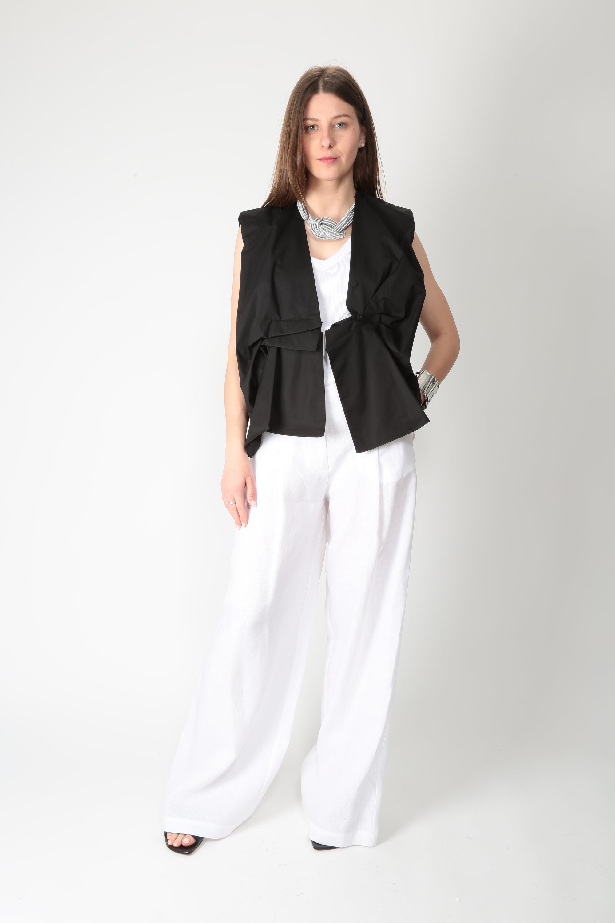 MeiMeij Top smanicato in popeline M6EA66 - Gulie Atelier