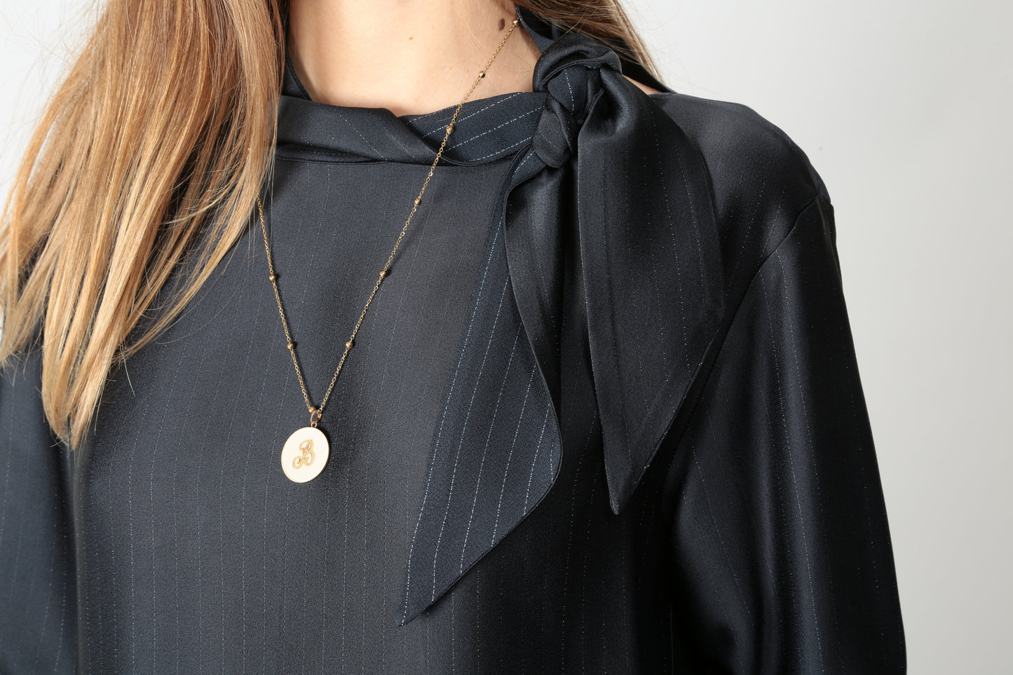 Tela Camicia gessata con fiocco Rebel