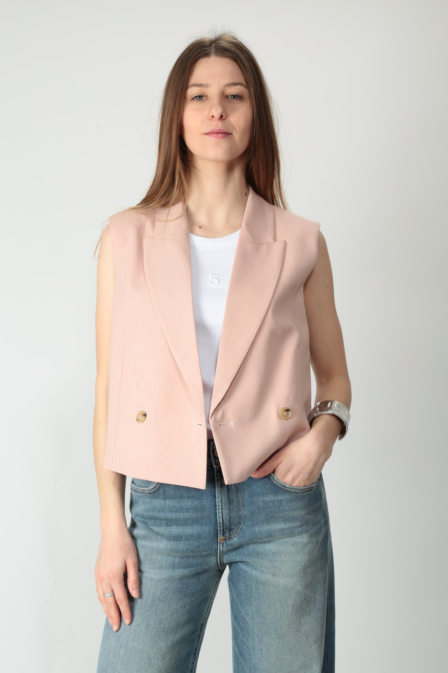 Solotre Gilet cropped doppiopetto M1D0141