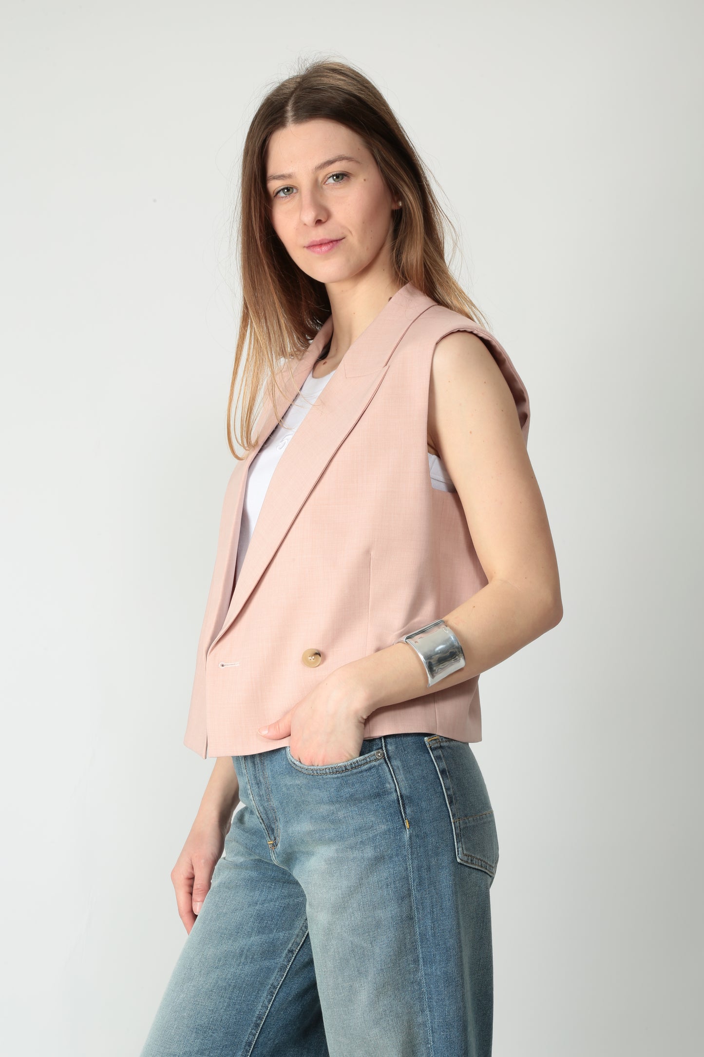 Solotre Gilet cropped doppiopetto M1D0141