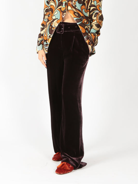Maliparmi Pantalone palazzo in velluto Fluid Velv
