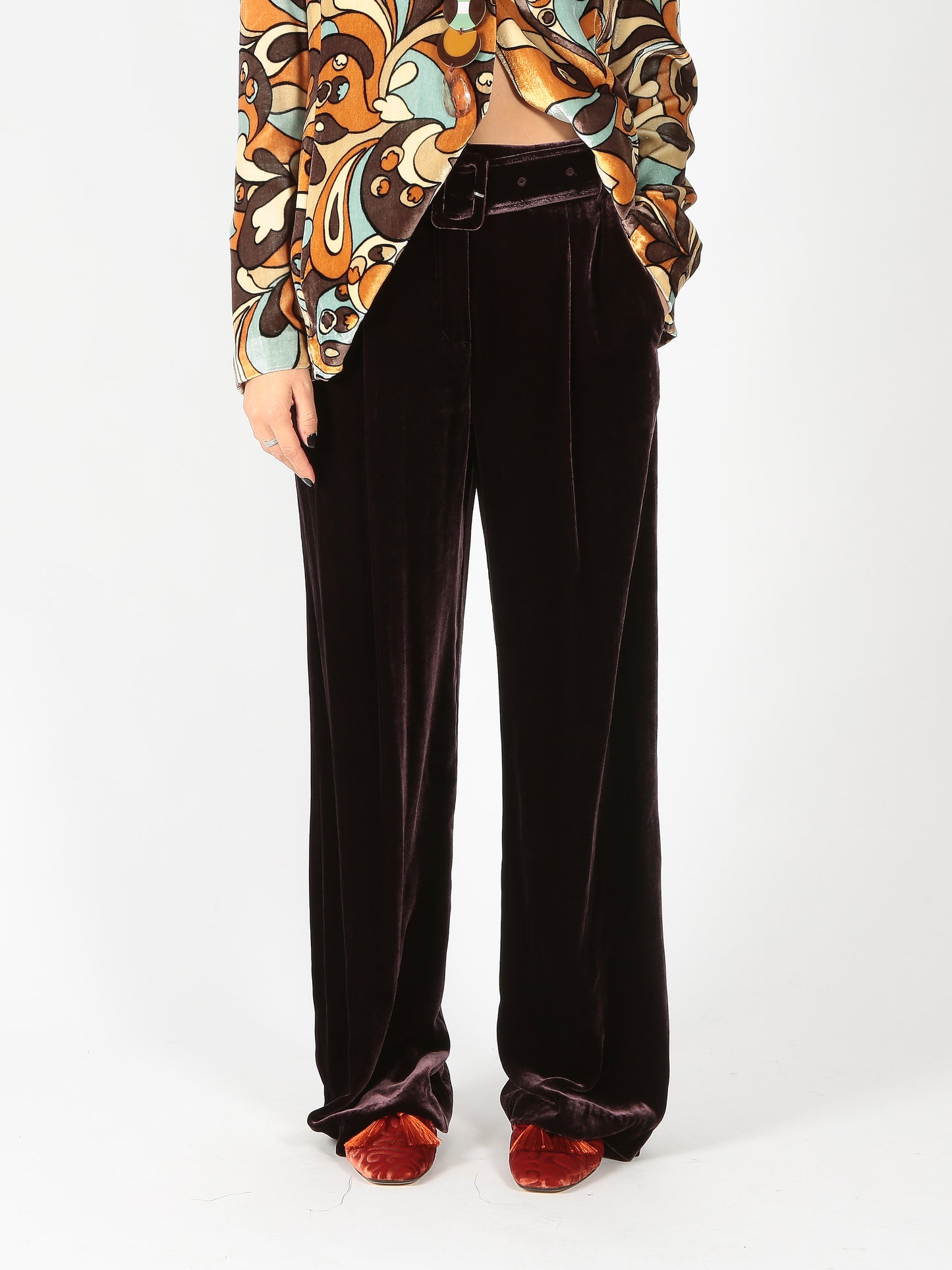 Maliparmi Pantalone palazzo in velluto Fluid Velv