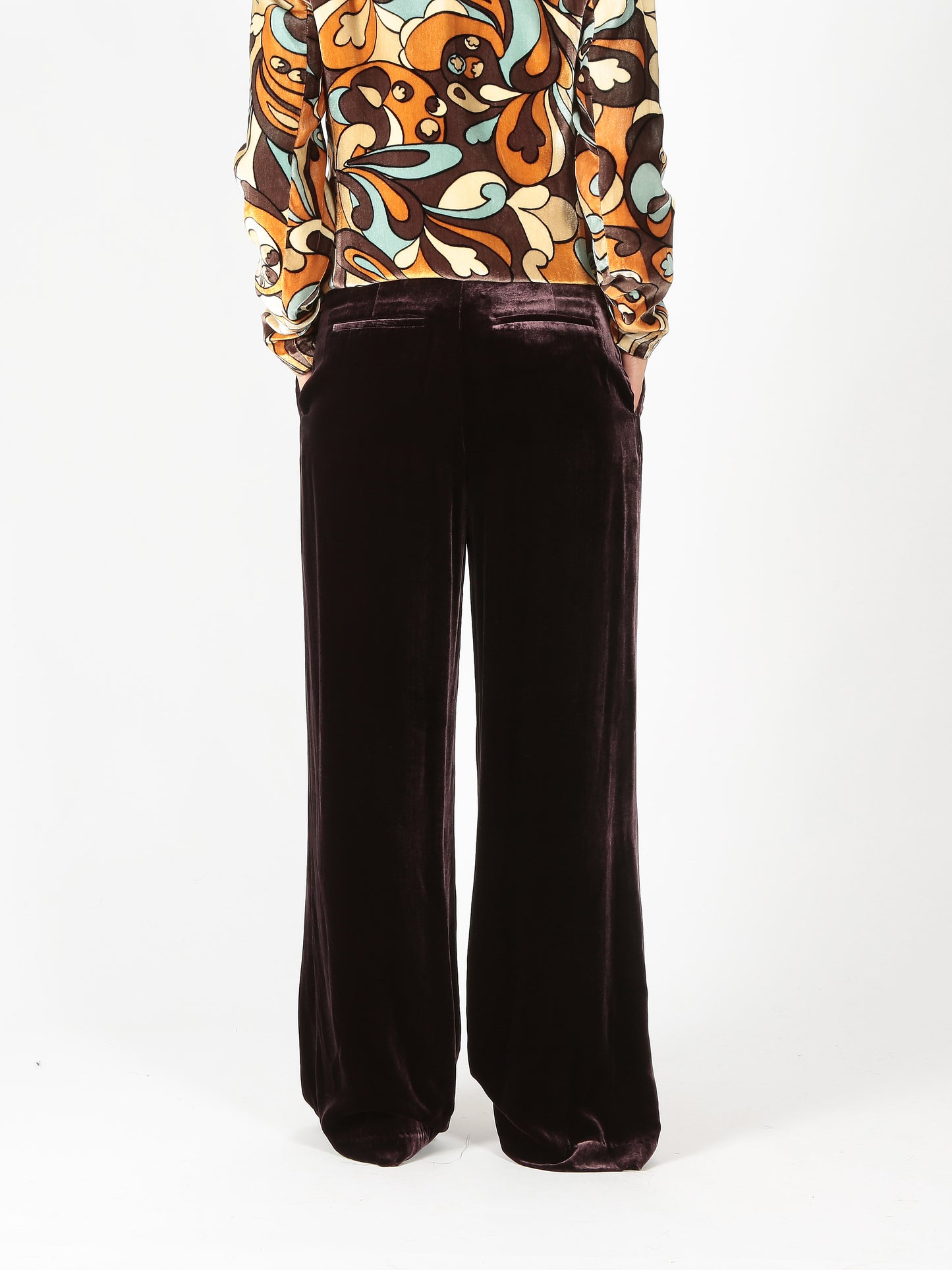 Maliparmi Pantalone palazzo in velluto Fluid Velv
