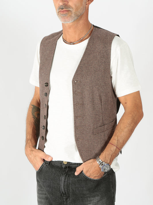 Officina 36 Gilet pied de poule bordeaux 136