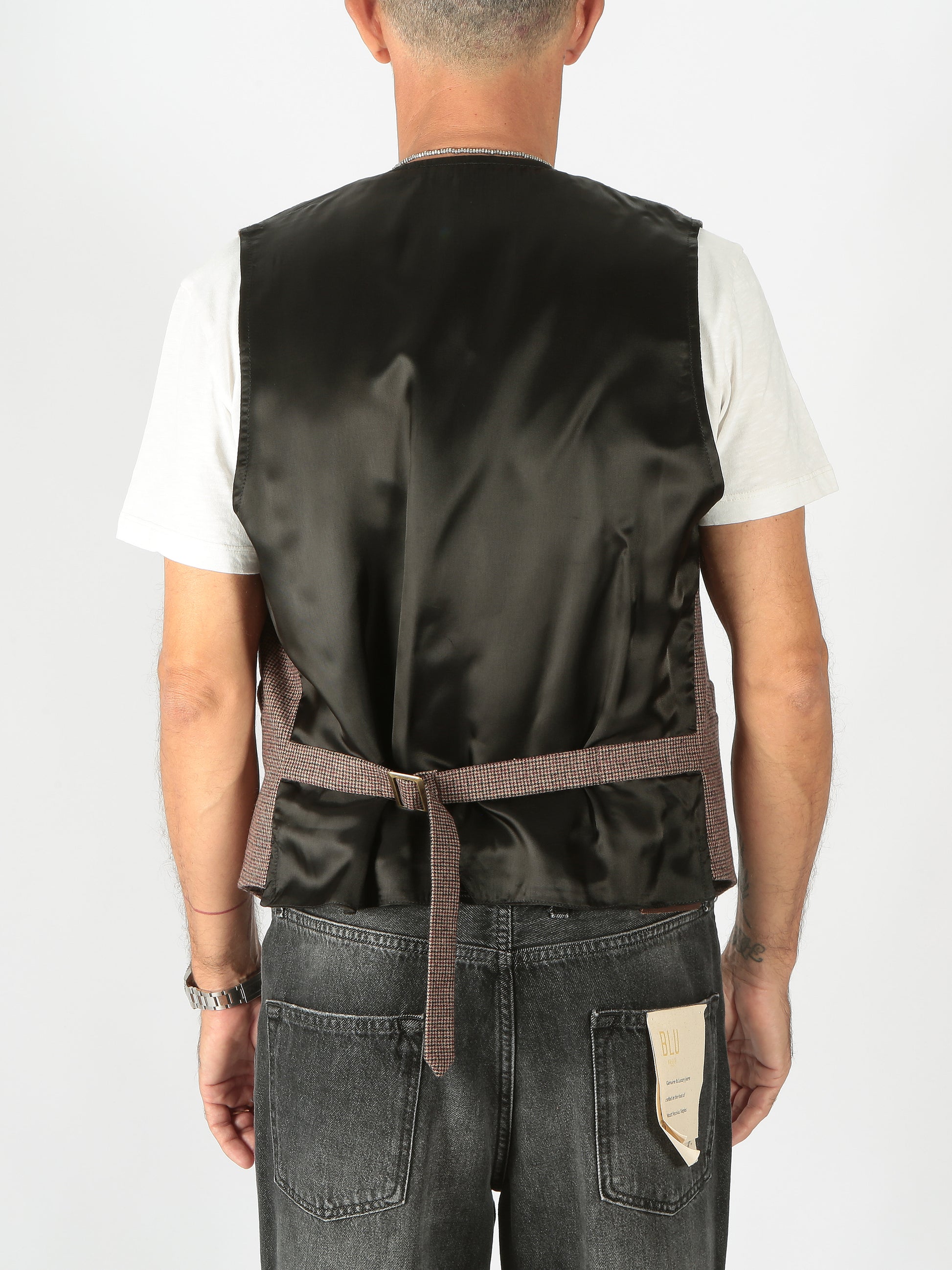 Officina 36 Gilet pied de poule bordeaux 136