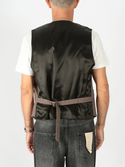 Officina 36 Gilet pied de poule bordeaux 136